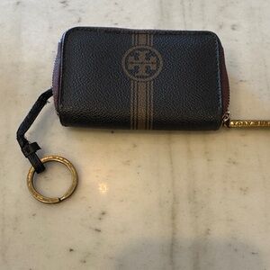 Tory Burch Black and Brown Leather Key Holder